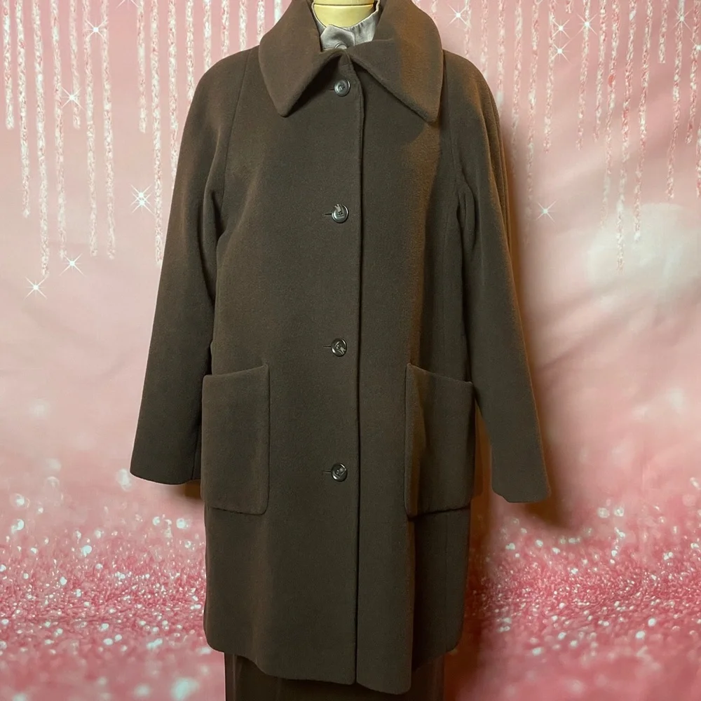 [M/L] Schneiders Salzburg Brown Wool Button Down Pea Coat - Picture 2 of 4